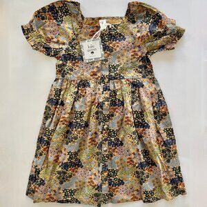 Kate Quinn Button-Front Dress | Short Sleeve, Floral Patchwork | 5Y | NWT